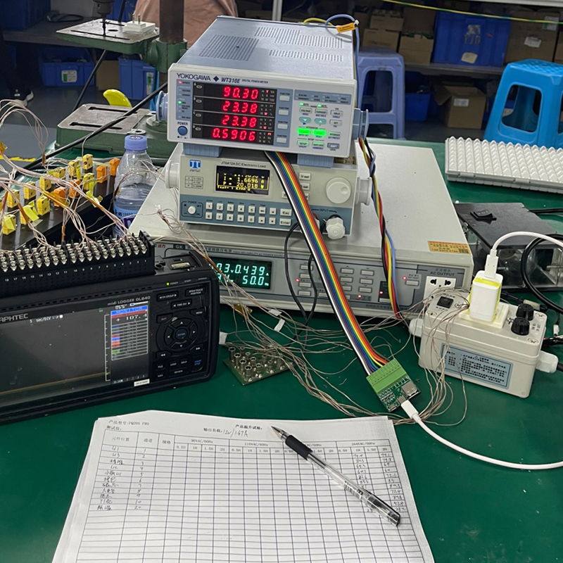 Sinusubukan ang pagtaas ng temperatura ng charger ng GaN